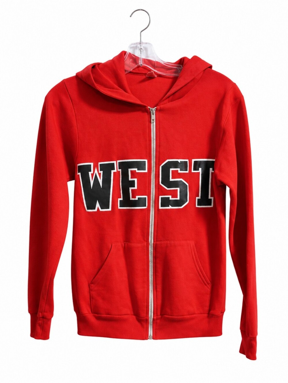 American Apparel WEST Red Full Zip Hoodie Sweatshirt Women's Size Small Graphic